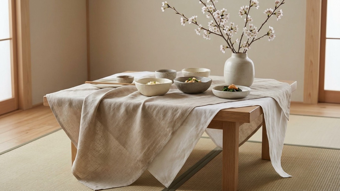 Le minimalisme textile venue du Japon qui remplace nappes et sets de table — l'art de dresser une table autrement