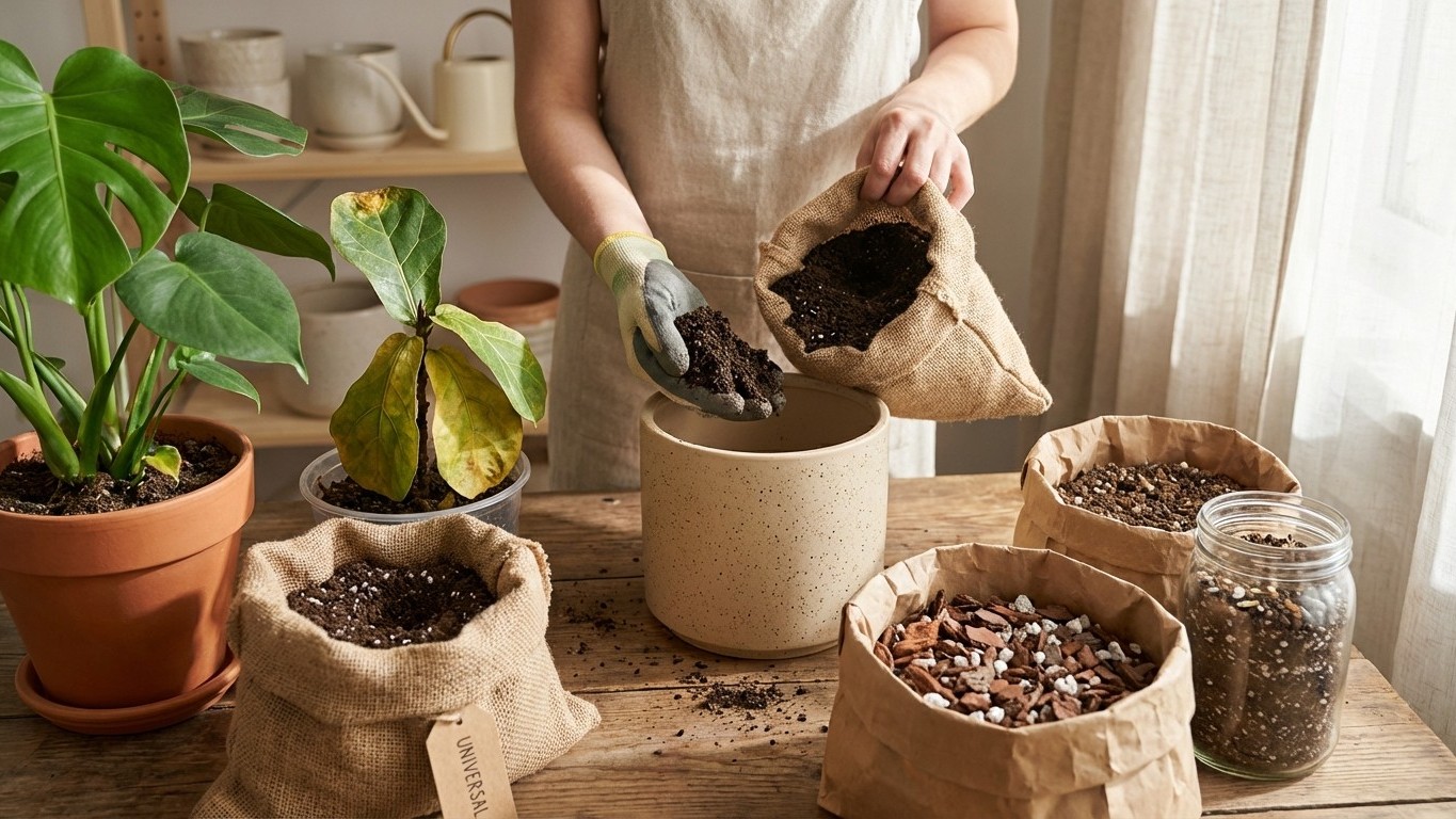 Quel terreau pour plantes d’intérieur : universel, spécial, ou mélange maison