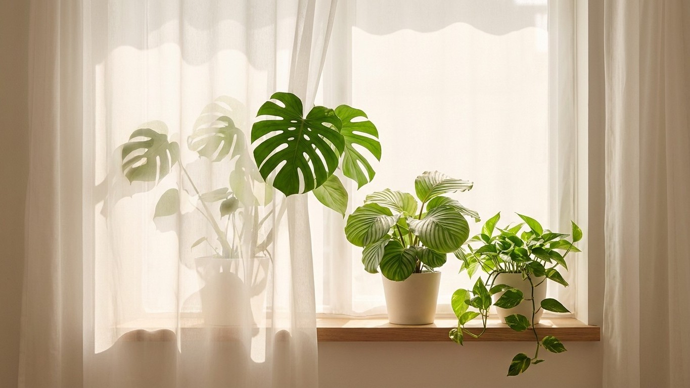 Arrêtez de déplacer vos plantes : ce simple voilage à 3 € filtre pile la lumière qu'il faut