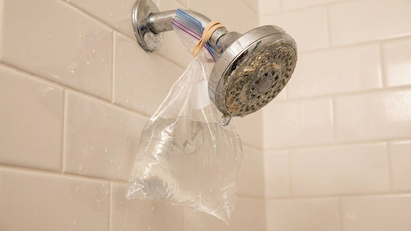 Fini de dévisser la pomme de douche : cette astuce du sachet fait tout le travail à votre place