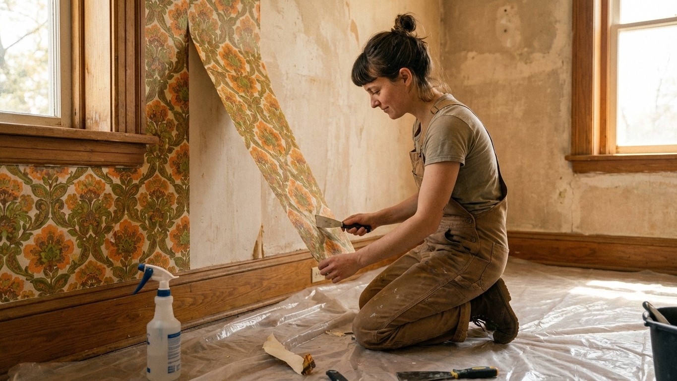 J'ai décollé mon vieux papier peint sans une seule fissure grâce à cette méthode oubliée