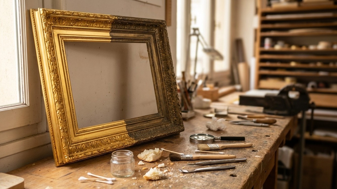 J'ai restauré un cadre doré ancien sans toucher à sa patine grâce à cette méthode oubliée