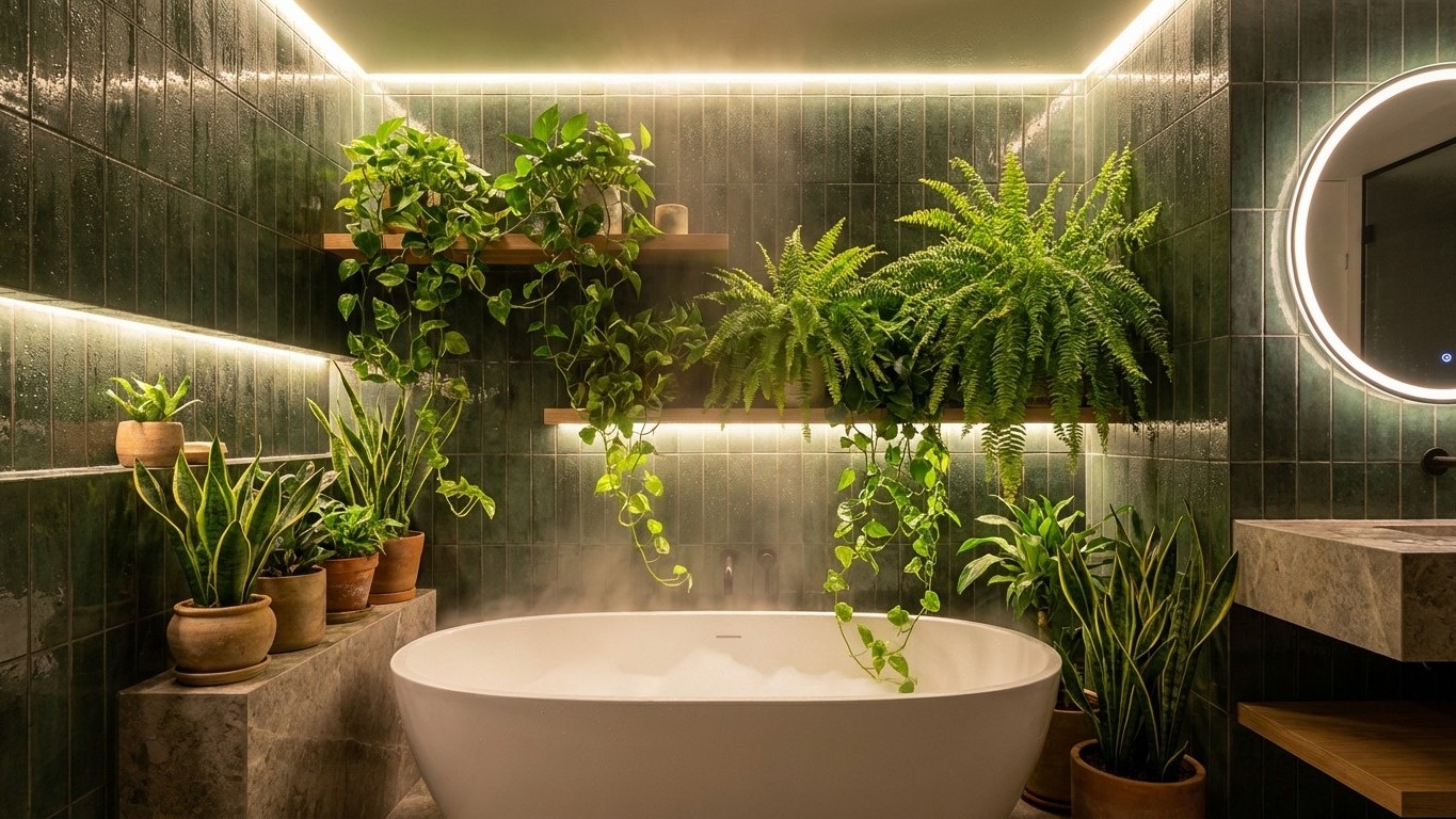 Ma salle de bain n'a aucune fenêtre et pourtant ces plantes y prospèrent depuis deux ans