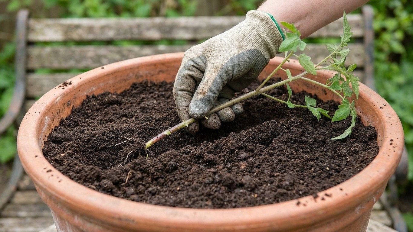 Ce maraîcher couche ses plants de tomates cerises dans le pot avant de les enterrer : ce qui pousse en dessous est spectac...
