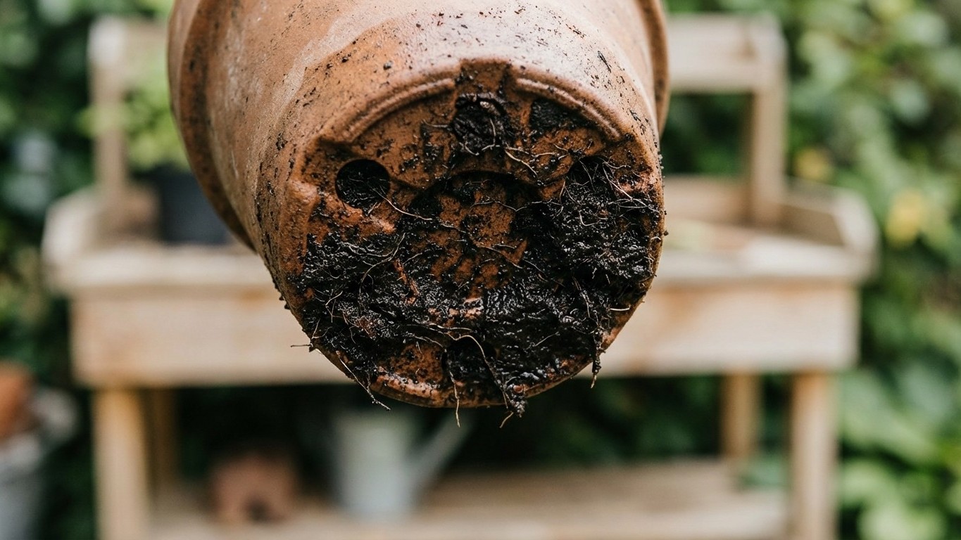 J'ai soulevé mes godets de courgettes et ces 2 cm au fond expliquaient tout : rien n'aurait jamais poussé