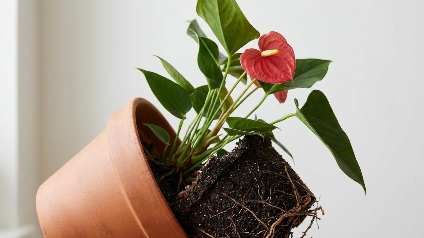 Si votre anthurium ne fait plus que des fleurs minuscules, regardez ce qui se passe tout au fond du pot