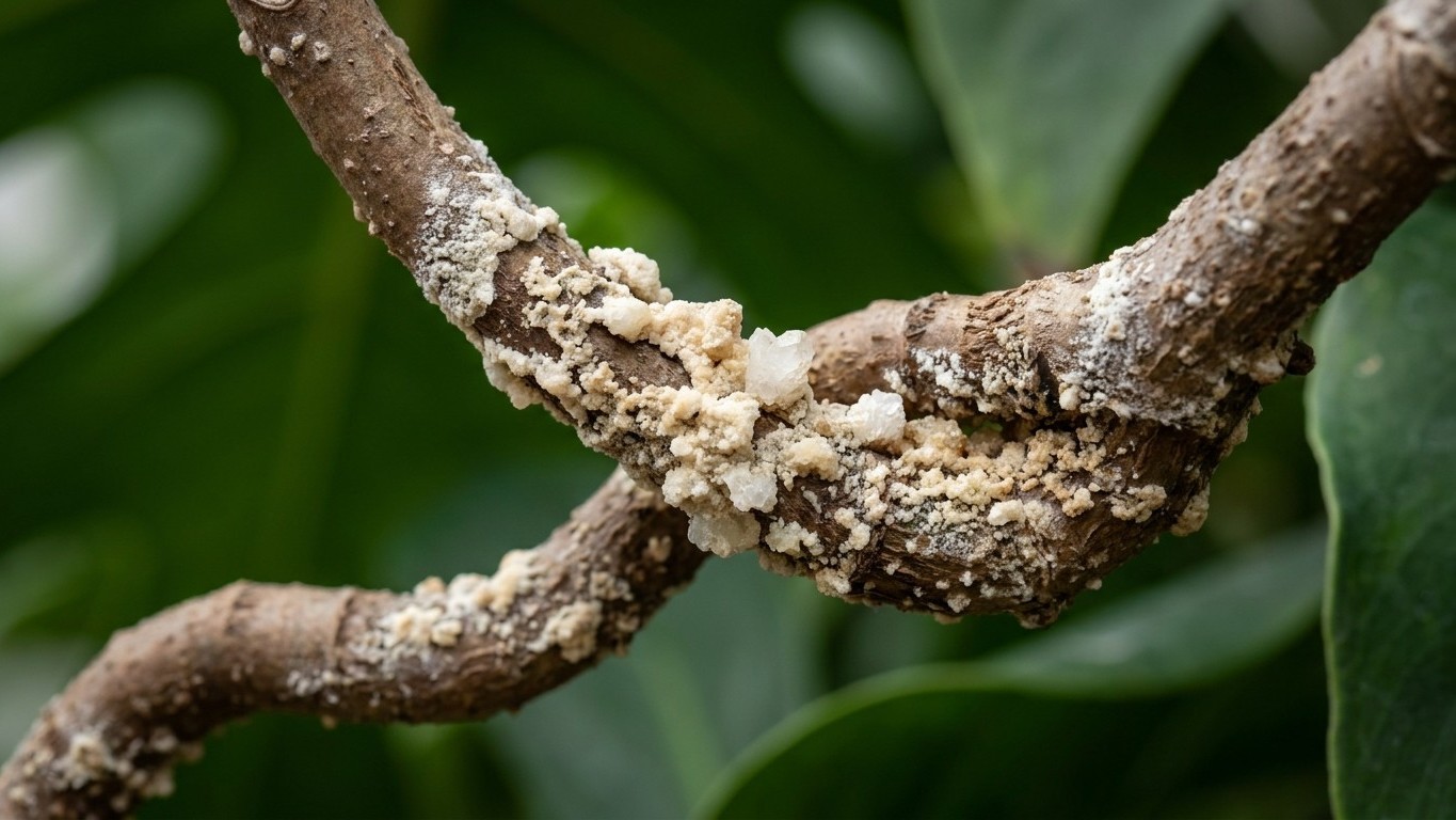 Si votre Monstera a cette croûte blanche sur ses racines aériennes, votre eau du robinet est en train de l'asphyxier