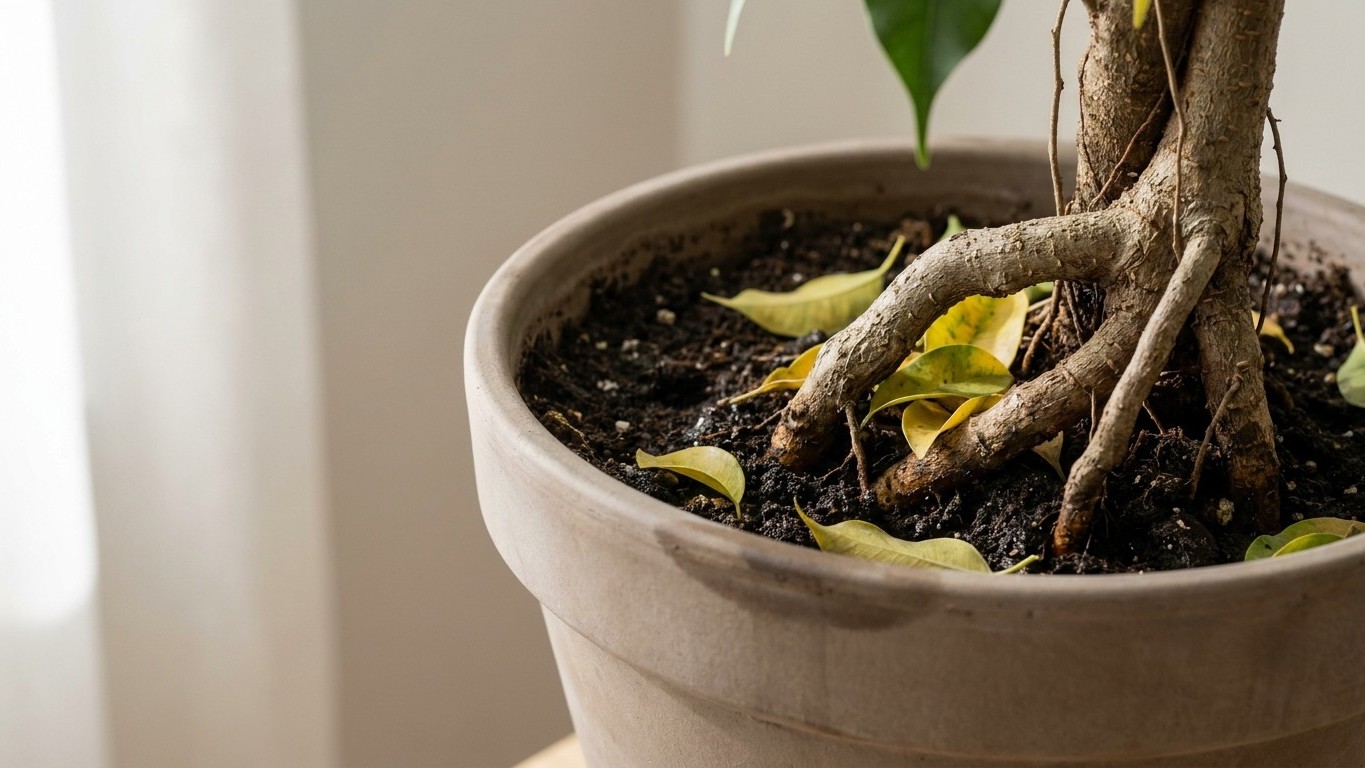 J'ai juste poussé mon ficus de 20 cm pour passer un coup de chiffon : une semaine plus tard, le sol autour du pot racontai...