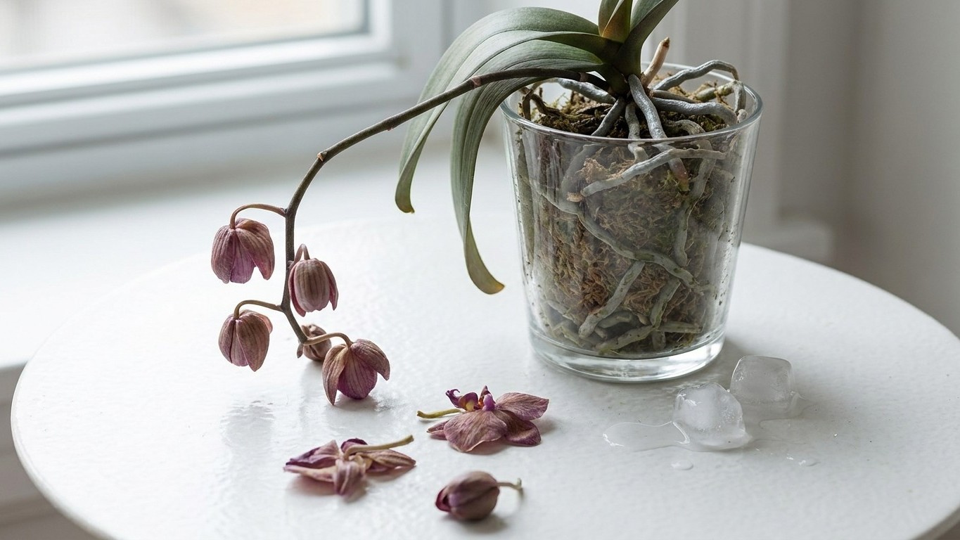 J'arrosais mon orchidée avec des glaçons comme on le voit partout : en 48 h, tous les boutons étaient au sol