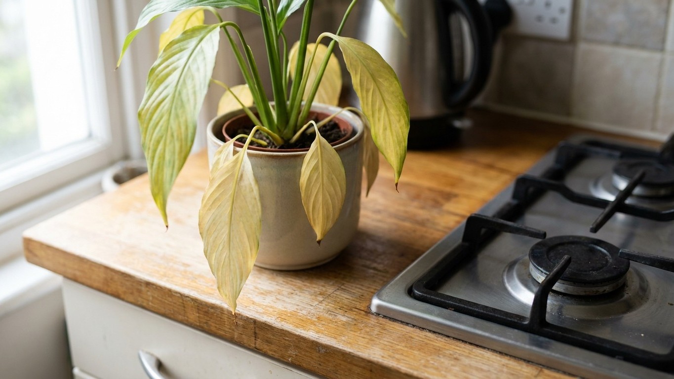 Votre spathiphyllum jaunit et vous changez l'arrosage : le vrai problème est peut-être posé juste à côté dans la cuisine