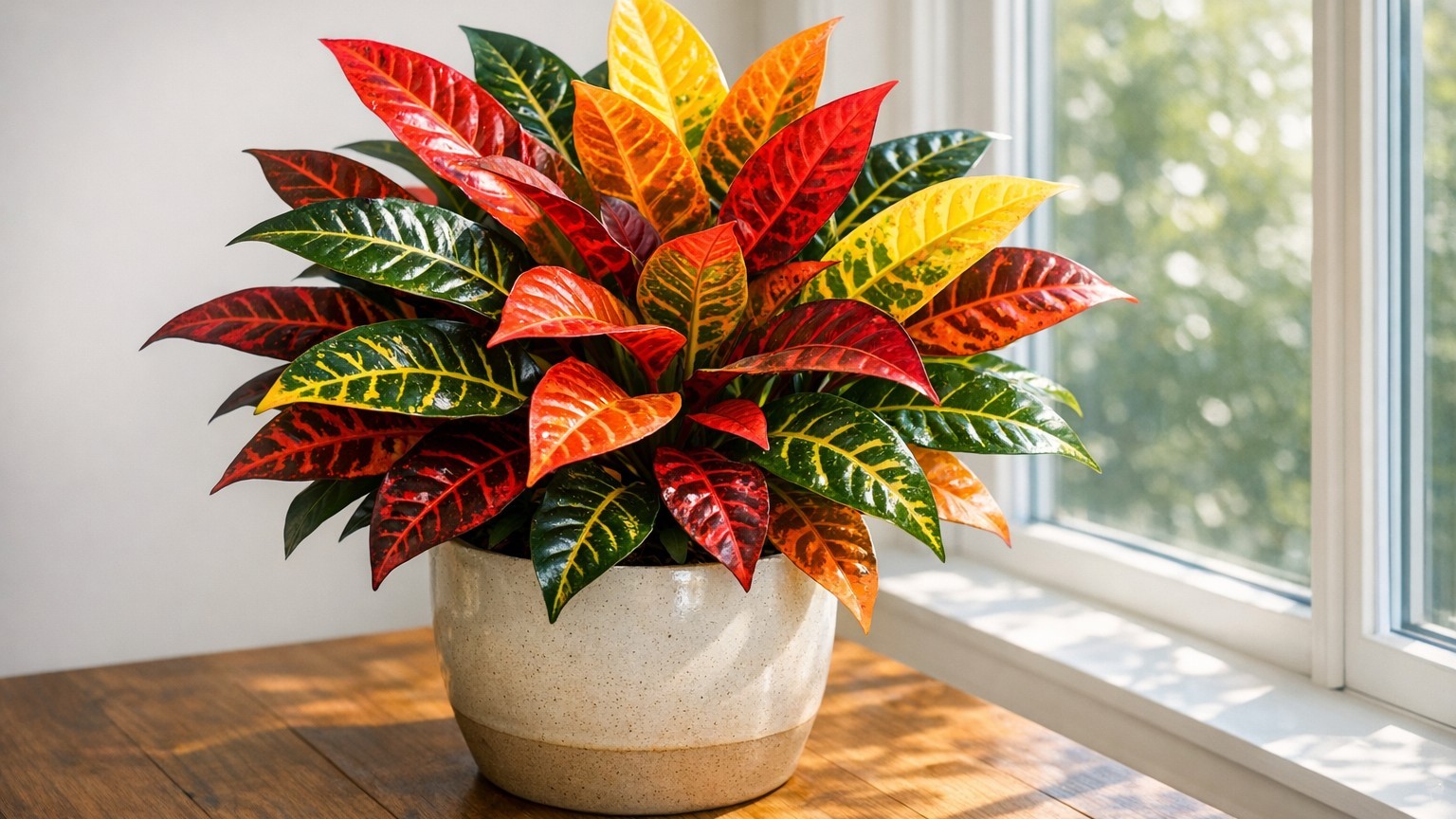 J'ai éloigné mon croton de la fenêtre pour protéger ses couleurs : un mois après, toutes les feuilles rouges avaient viré ...