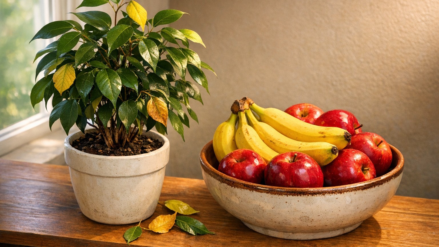 J'ai posé une coupe de fruits mûrs à côté de mes plantes d'intérieur : au bout d'une semaine, j'ai compris pourquoi leurs ...