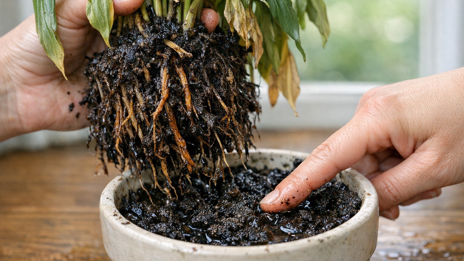 Je déplaçais mes plantes à l'ombre chaque été sans toucher à l'arrosage : au bout de trois semaines, j'ai sorti la motte d...