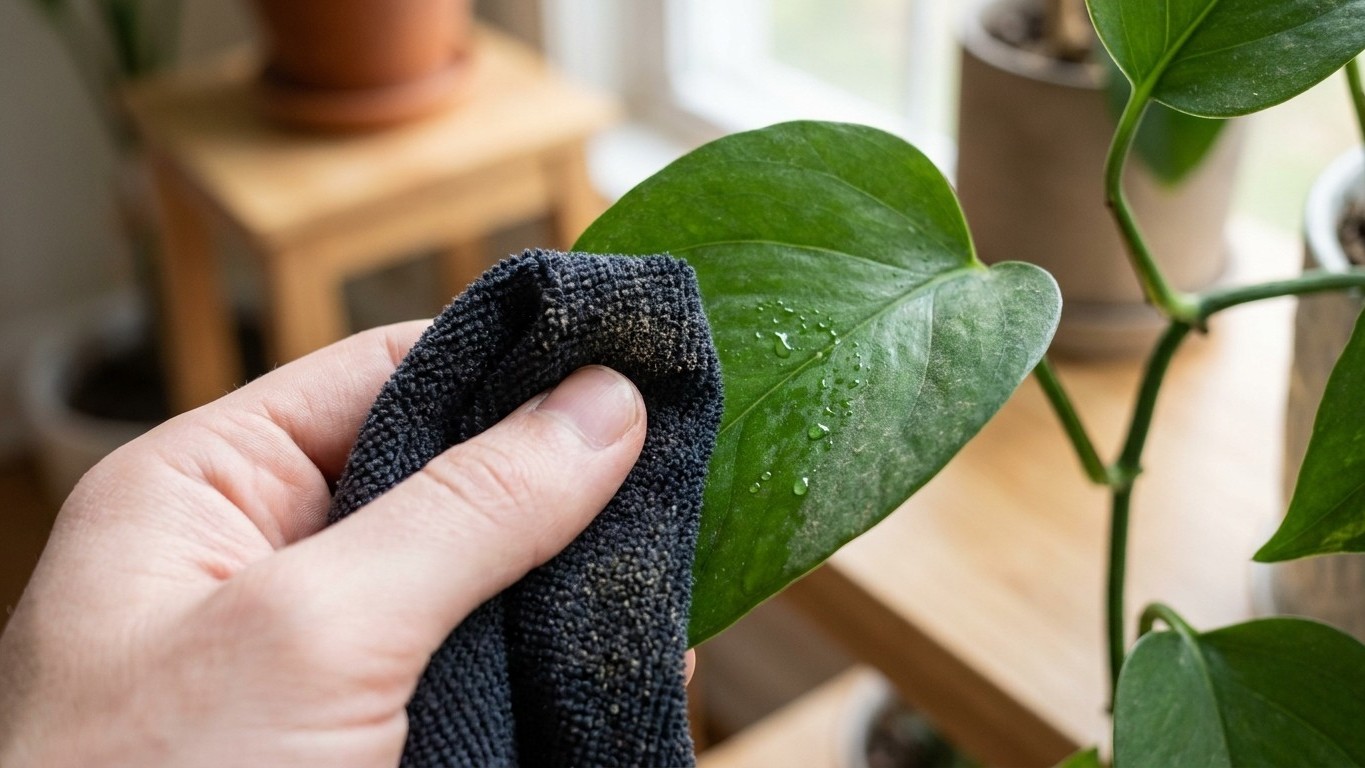Je ne dépoussiérais jamais les feuilles de mes plantes : le jour où j'ai passé un chiffon humide, j'ai compris ce que la p...