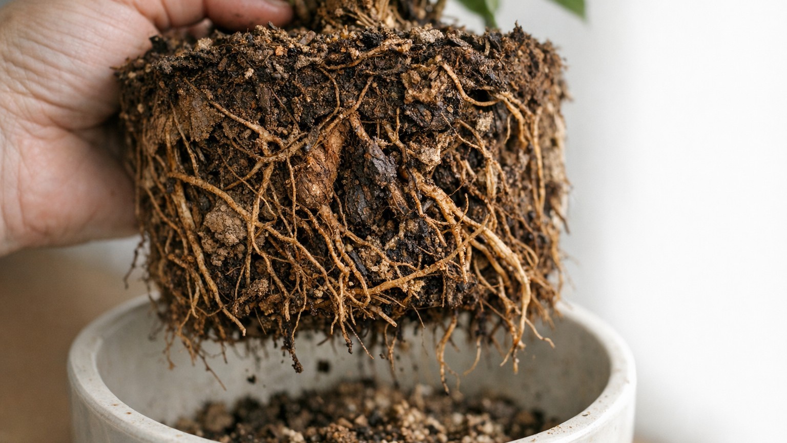Je versais mon engrais liquide directement sur le terreau sec : en sortant la plante de son pot, j'ai compris pourquoi ell...