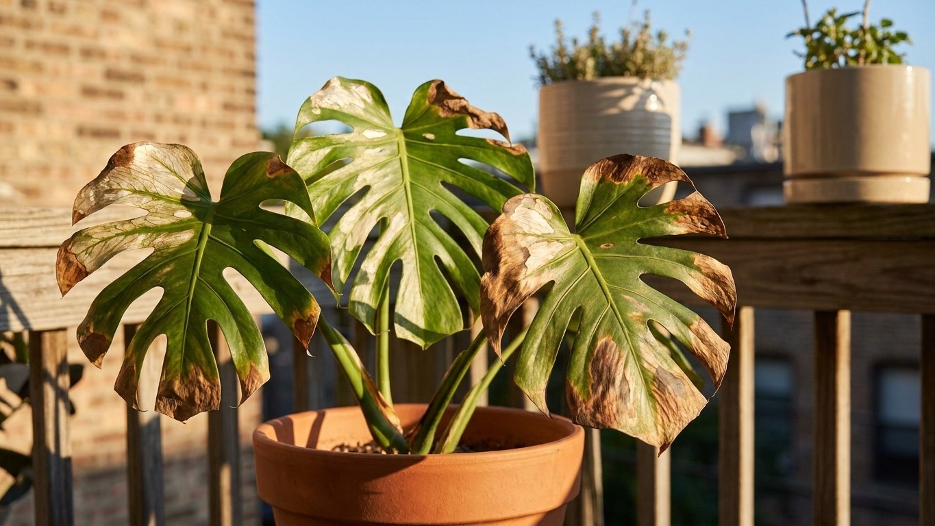 J'ai sorti mes plantes d'intérieur sur le balcon pour leur faire profiter du soleil de juillet : en quelques heures, j'ai ...