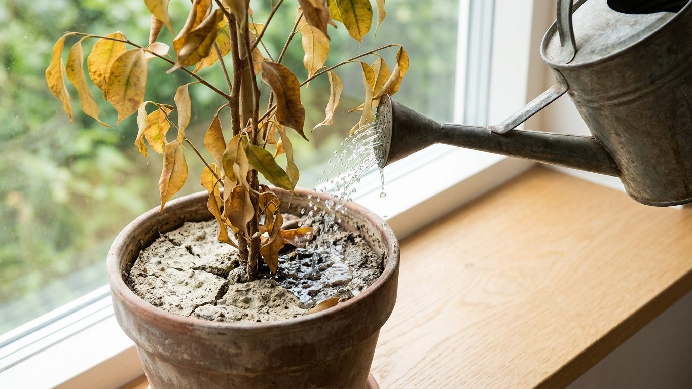J'arrosais mon ficus tous les deux jours en juillet : en sortant la motte du pot, j'ai compris pourquoi l'eau ne servait p...