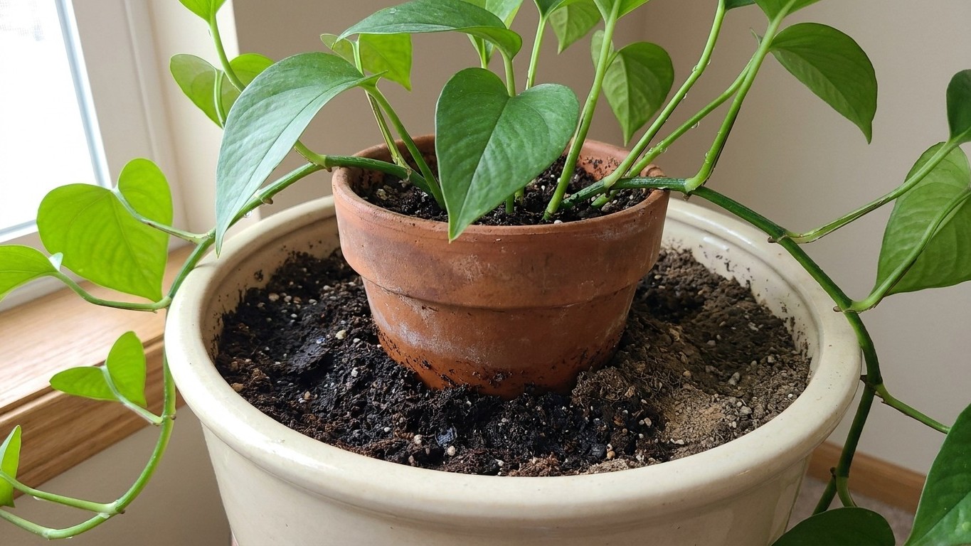 J’ai enterré un petit pot en terre cuite dans ma plante d’intérieur juste pour partir en vacances : depuis, je n’arrose pl...