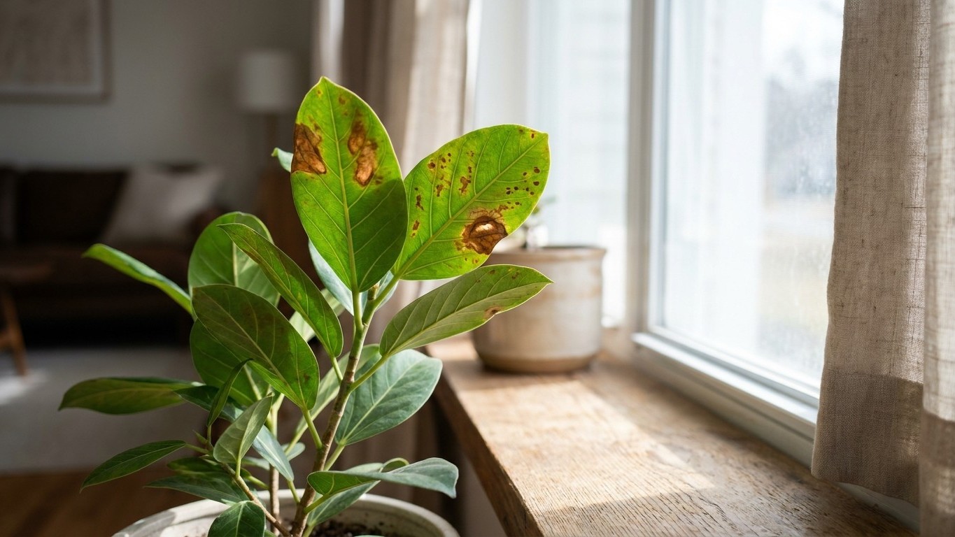 Je laissais mon ficus derrière la baie vitrée tout l'été : quand j'ai vu les taches brunes apparaître sur les feuilles, il...