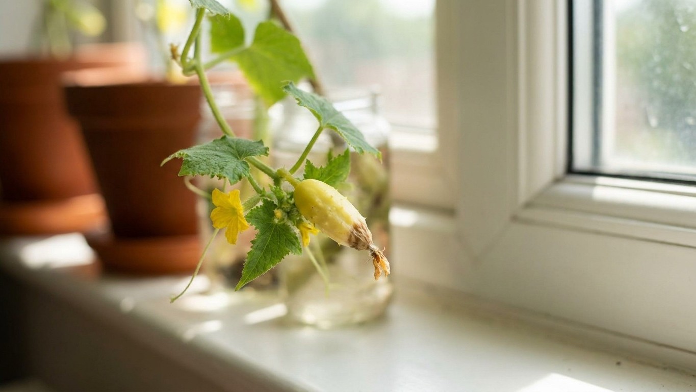 « Je pensais que c’était un manque de soleil » : pourquoi les jeunes concombres cultivés en appartement jaunissent et tomb...