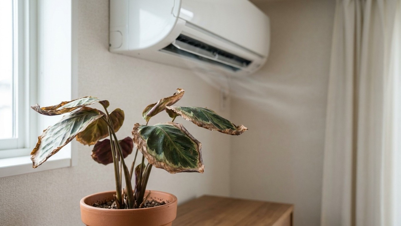 Je plaçais mes plantes vertes juste sous la clim pour l'été : quand j'ai touché les bords bruns des feuilles, j'ai compris...