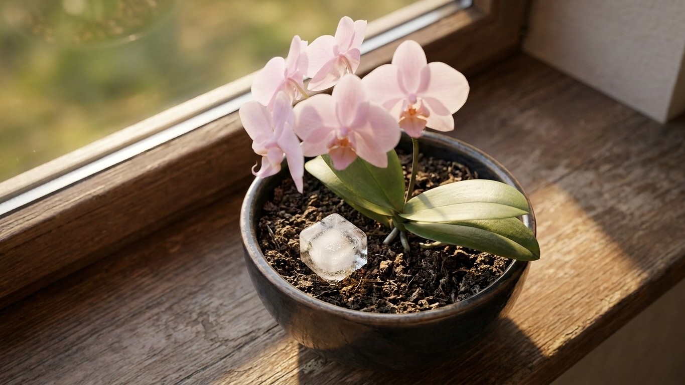 Je posais des glaçons au pied de mon phalaenopsis comme le veut l'astuce virale : quand j'ai sorti la plante de son pot, j...