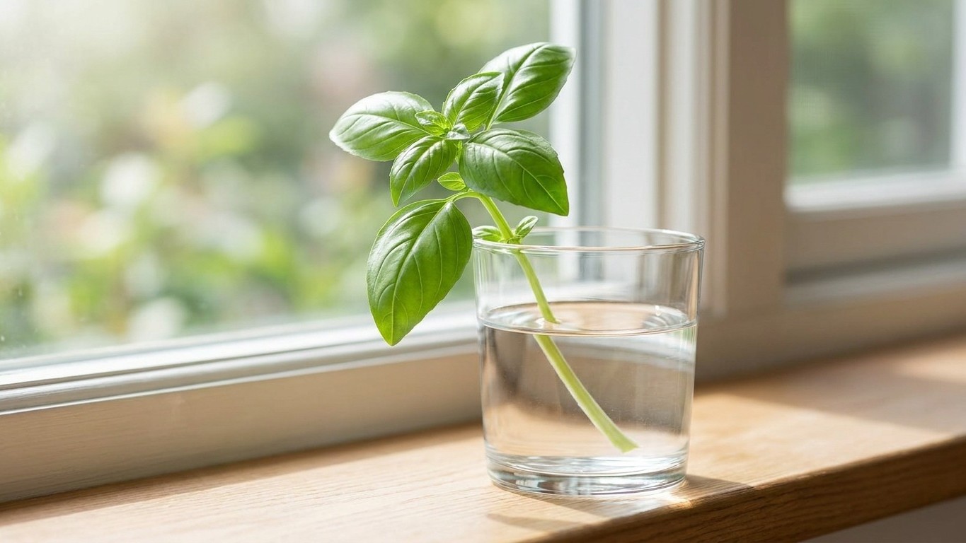 J'ai bouturé mon basilic dans un verre d'eau du robinet en plein mois d'août juste pour multiplier mes plants : quand j'ai...