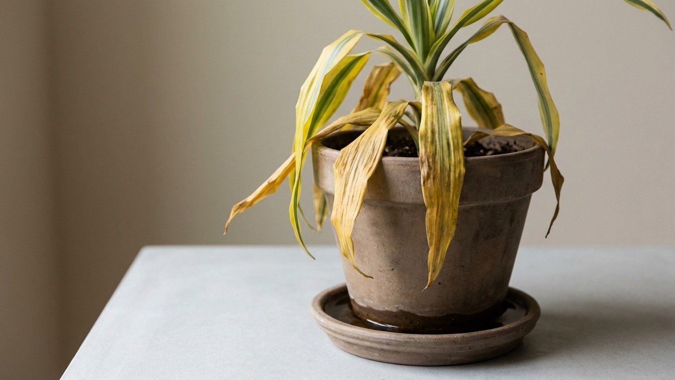 J'ai rapporté un seau de sable de la plage pour drainer le fond de mon dracaena : trois semaines après le rempotage, en so...