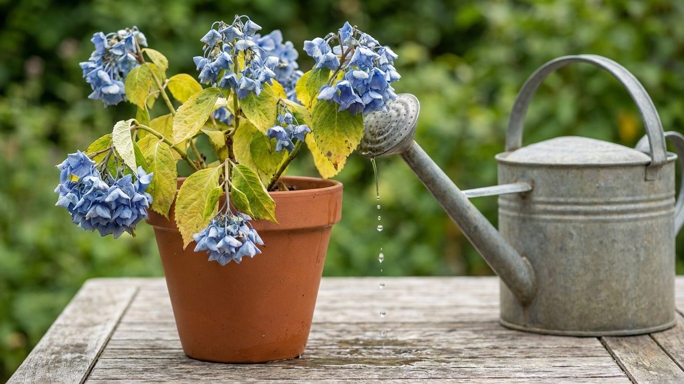 J'arrosais mon hortensia en pot tous les matins pour le sauver : le jour où j'ai vu l'eau ressortir aussitôt par le trou d...