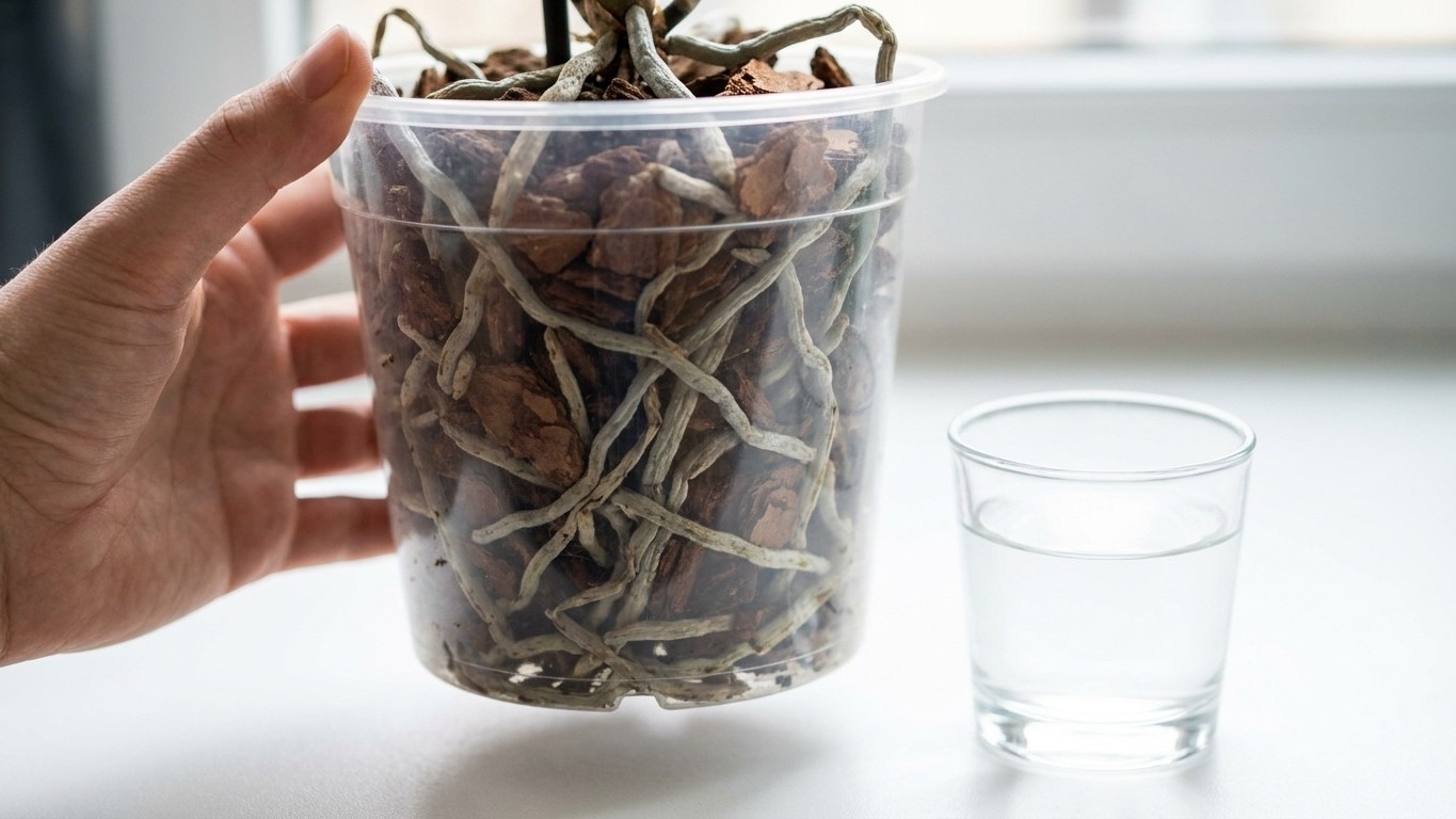 J'arrosais mon orchidée avec un verre d'eau chaque semaine : en la sortant de son pot au bout d'un mois, j'ai compris pour...