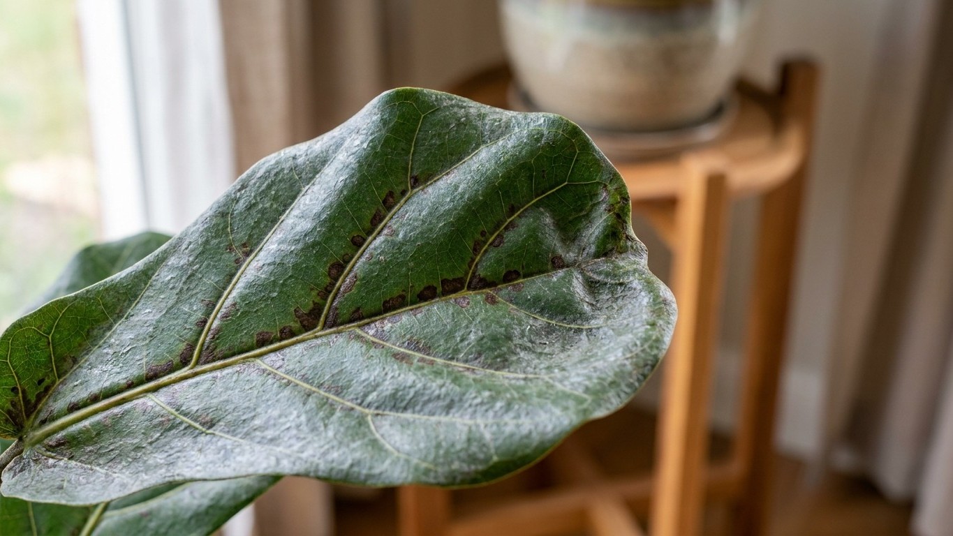 J’ai fait briller mon ficus lyrata au lait juste pour l’effet vernis : quand j’ai vu ce qui recouvrait les feuilles quatre...