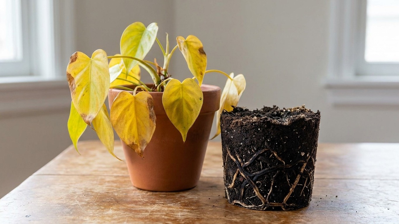 J’ai rempoté mon philodendron dans mon compost maison pur juste pour lui éviter l’engrais : trois semaines plus tard, en s...