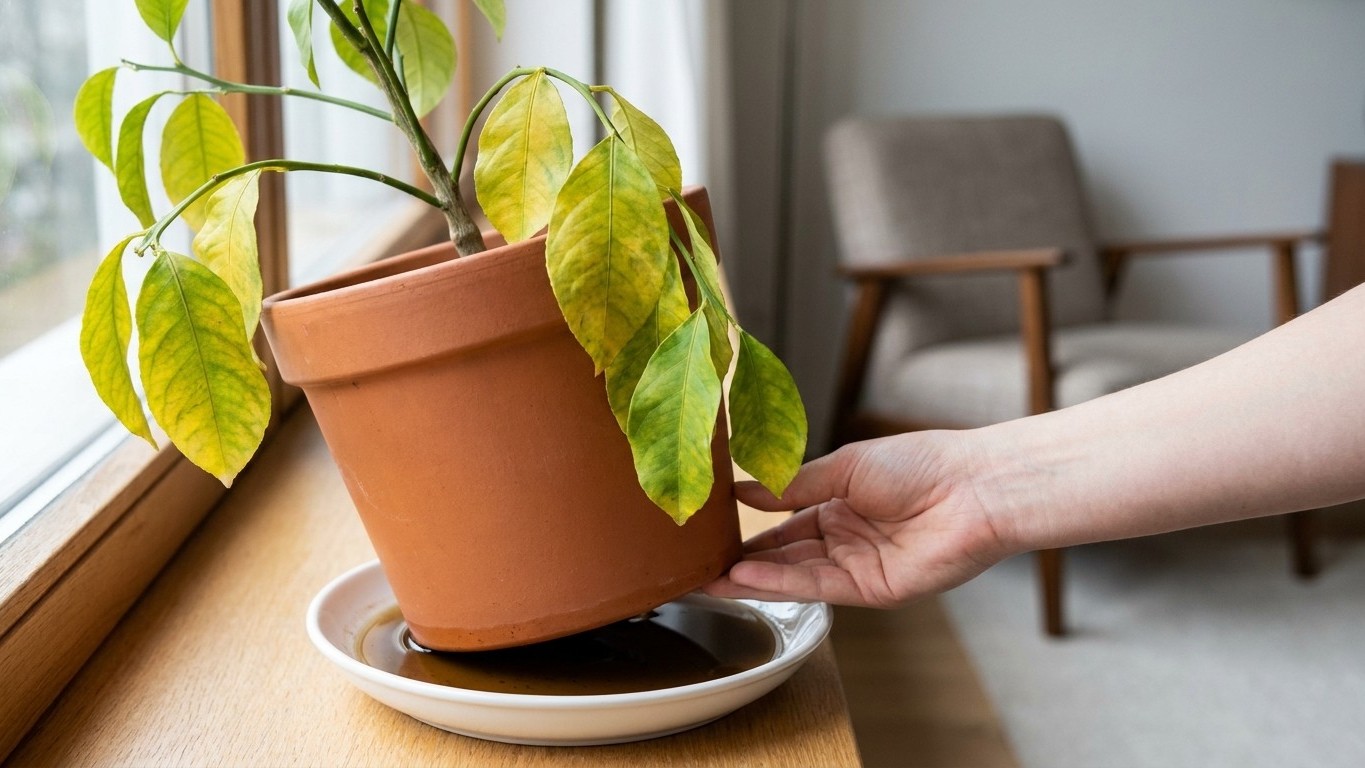 Mon citronnier en pot flétrissait malgré un arrosage suffisant depuis trois semaines : le soir où j'ai soulevé le pot, j'a...