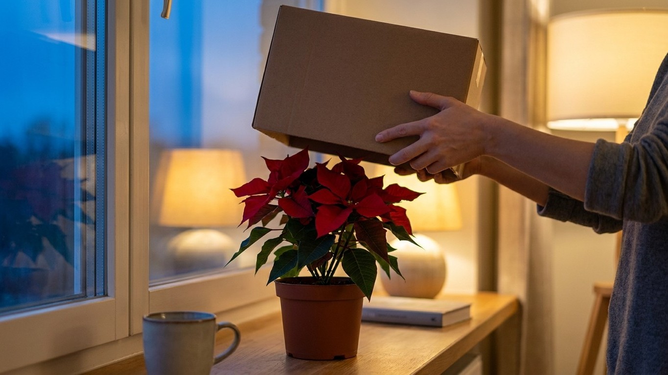 Mon voisin recouvre toujours son poinsettia d'un carton chaque soir dès octobre et ce n'est pas pour le protéger du froid