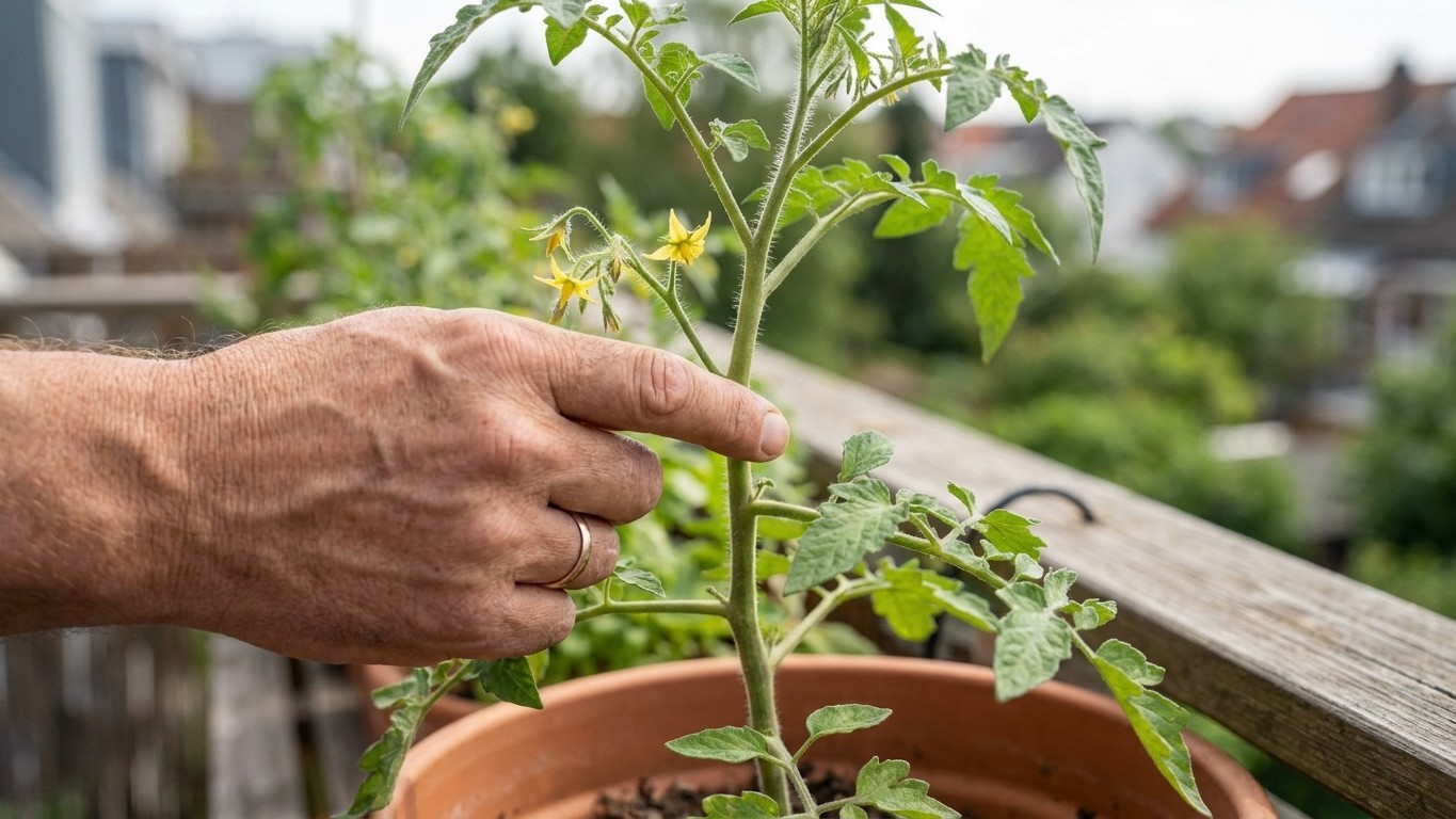 Mon voisin tapote toujours la tige de ses plants de tomates en pot chaque matin et ce n’est pas pour les dépoussiérer