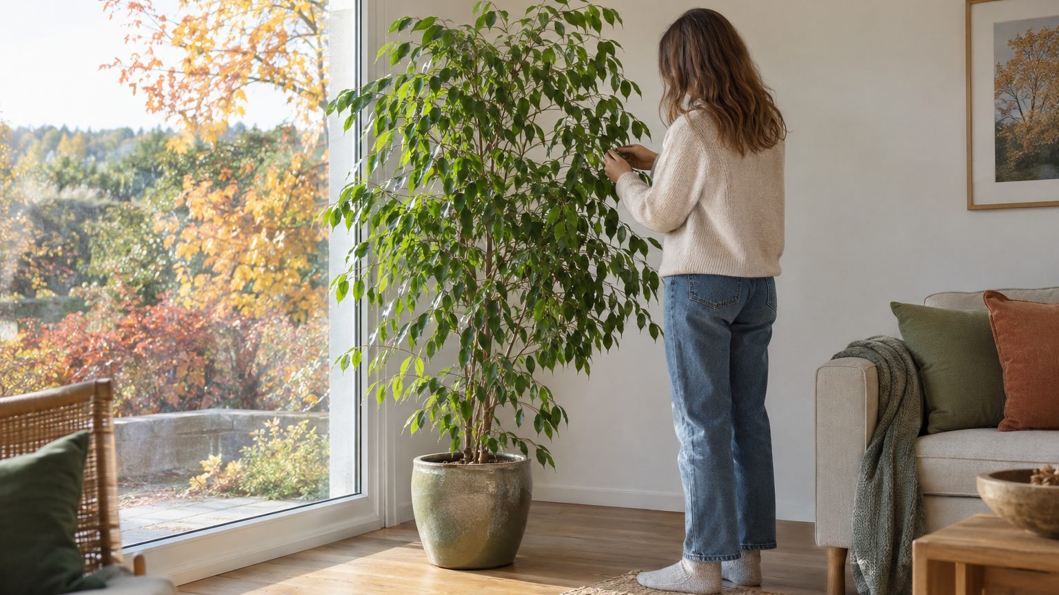 Ficus benjamina qui perd ses feuilles en automne : distinguer le manque de lumière, le courant d'air et l'excès d'eau